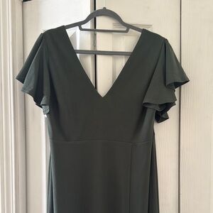 Birdy Grey Olive Green Flutter Sleeve Bridesmaid Dress